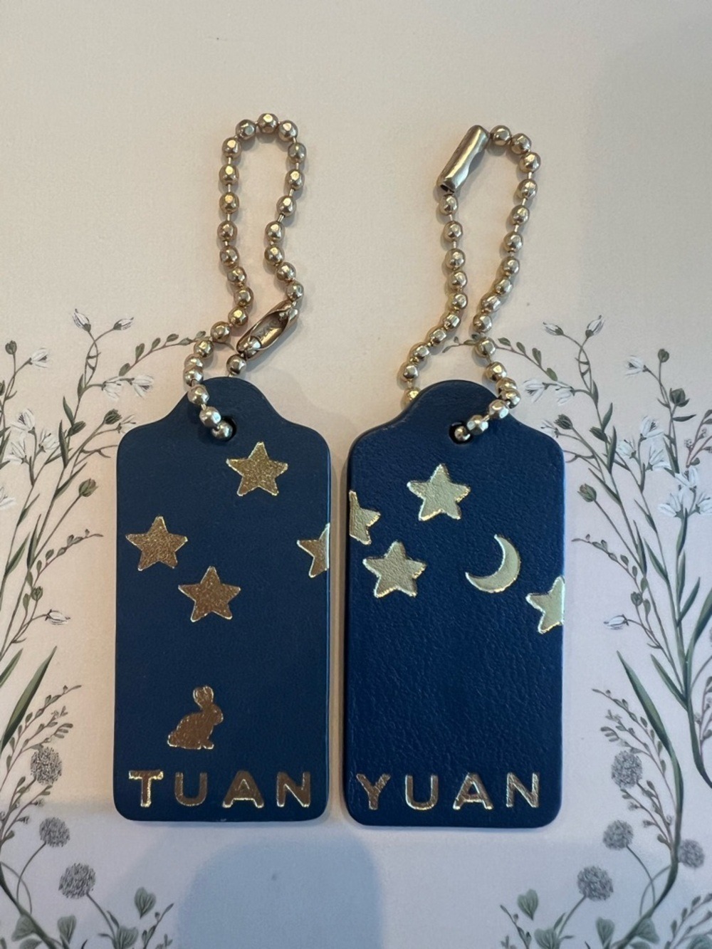 Coach Mid-Autumn Festival Rabbit Moon Stars Navy Blue Bag Charm Hangtag Set RARE